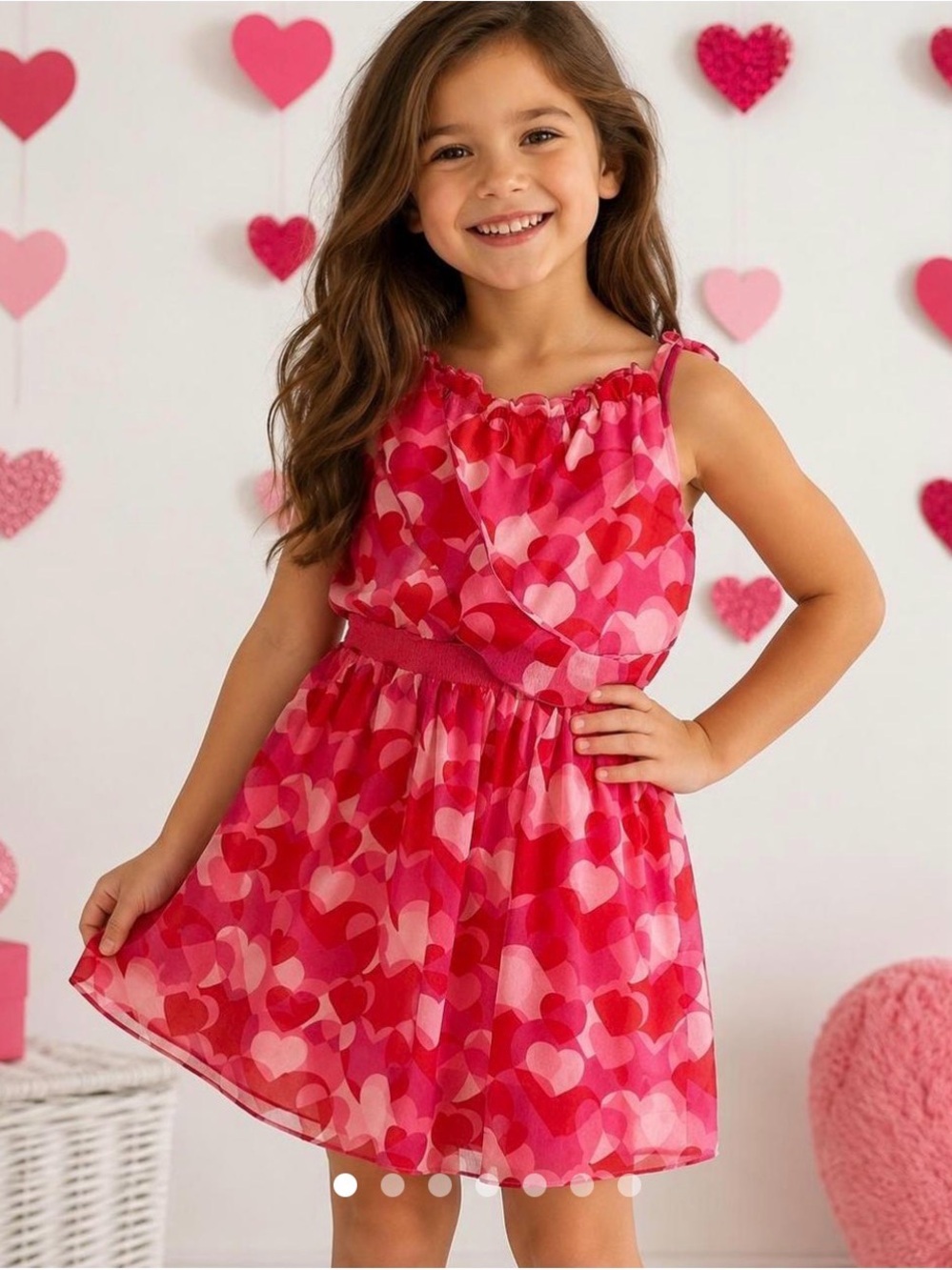 American Girl Pink and Red Heart-Print Sundress